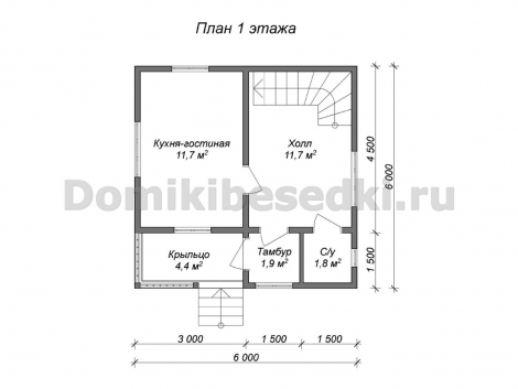 План дома 6х6м двух этажный